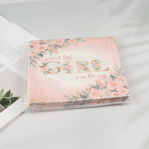 New Arrival 20 Pieces Baby Girl Shower Napkins Disposable Floral Paper Guest Napkins