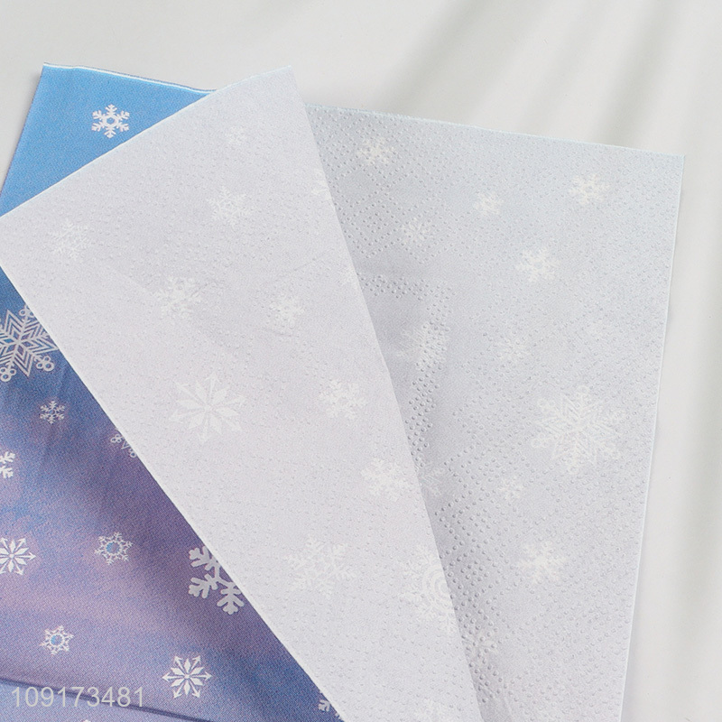 Hot Selling 20 Pieces Christmas Snowflake Napkins Disposable Paper Cocktail Napkins