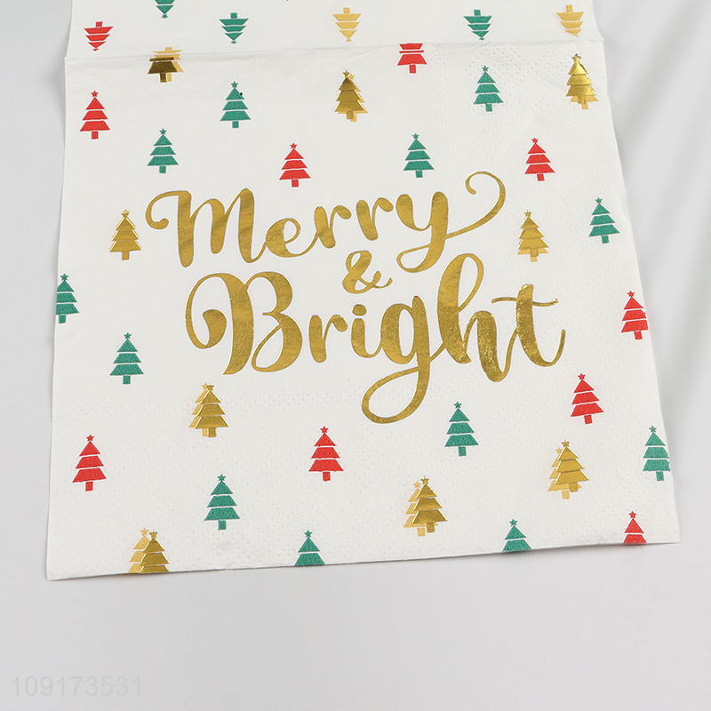 Factory Supply 20 Pieces Christmas Cocktail Napkins Disposable Holiday Paper Napkins