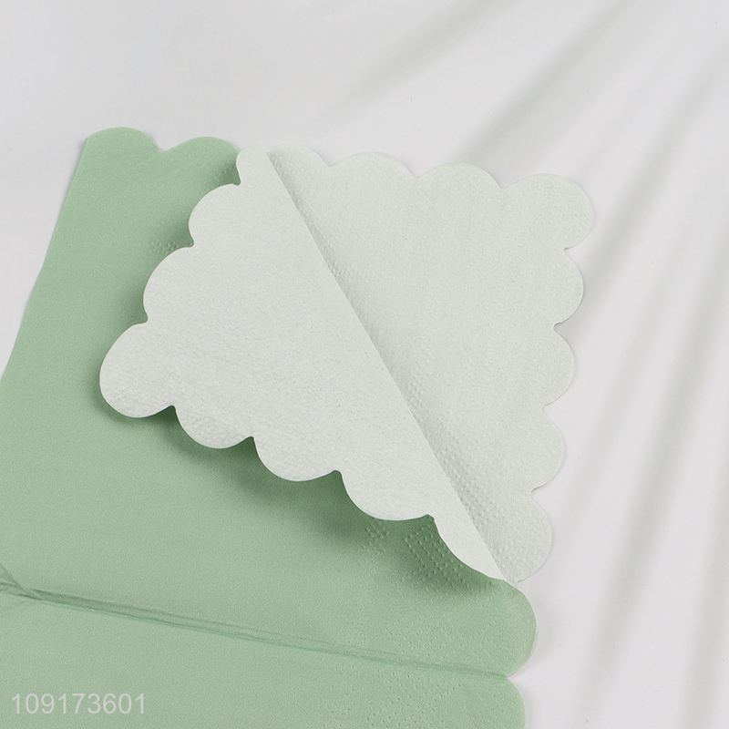 Wholesale 20 Pieces Solid Color Scalloped Cocktail Napkins Disposable Luncheon Napkins