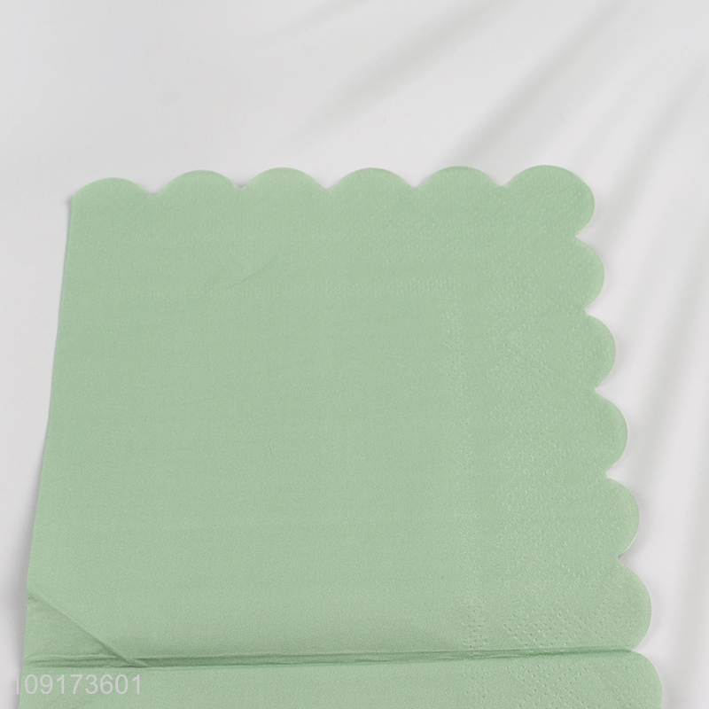 Wholesale 20 Pieces Solid Color Scalloped Cocktail Napkins Disposable Luncheon Napkins