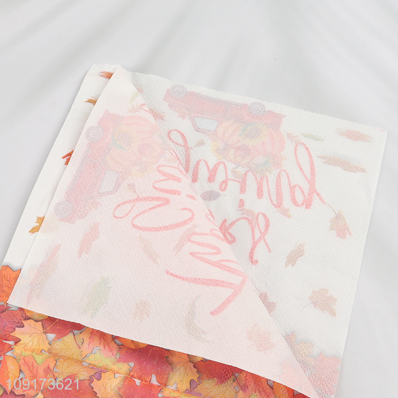 Factory Supply 20 Pieces Thanksgiving Napkins Disposable Fall Party Paper Napkins
