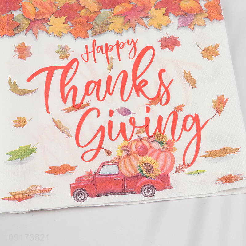 Factory Supply 20 Pieces Thanksgiving Napkins Disposable Fall Party Paper Napkins