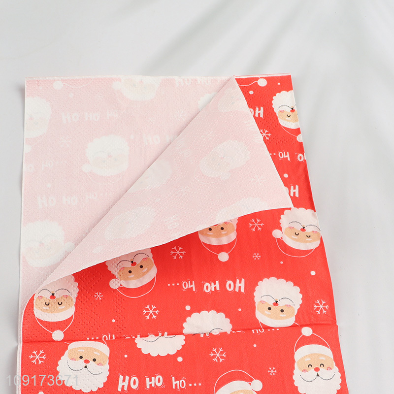 New Product 20 Pieces Christmas Sant Claus Napkins Disposable Paper Dinner Napkins