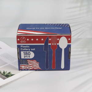 High Quality 180 Pieces Plastic Cutlery Set Plastic Spoon fork and Knife Set