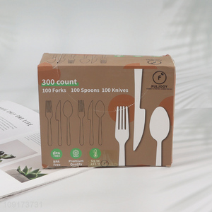Factory Price 300 Pieces Plastic Cutlery Set With 100 forks, 100 Spoons & 100 Knives