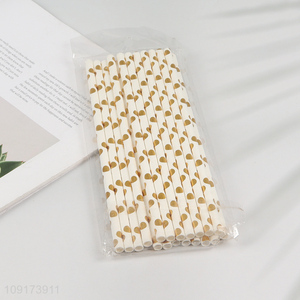 High Quality 24 Pieces Disposable Paper Straws for Corktail Coffee Milk