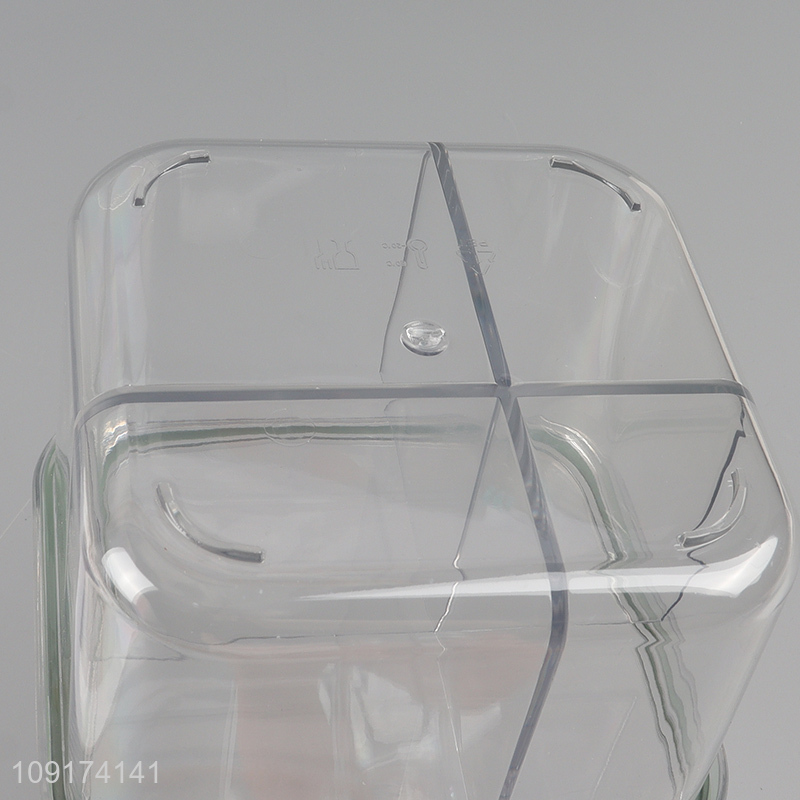 Hot Selling 4 Compartments Clear Plastic Seasoning Box with 4 Serving Spoons