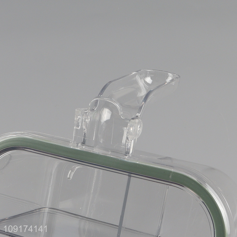 Hot Selling 4 Compartments Clear Plastic Seasoning Box with 4 Serving Spoons