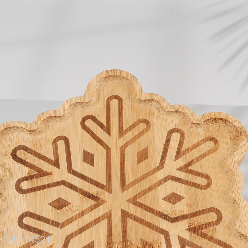 Wholesale Snowflake Shaped Bamboo Serving Tray Fruits Snacks Serving Plate