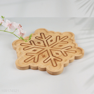 Wholesale Snowflake Shaped Bamboo Serving Tray Fruits Snacks Serving Plate