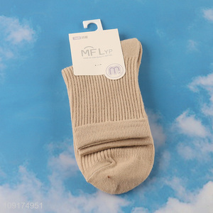 Best selling breathable cotton casual crew socks for women