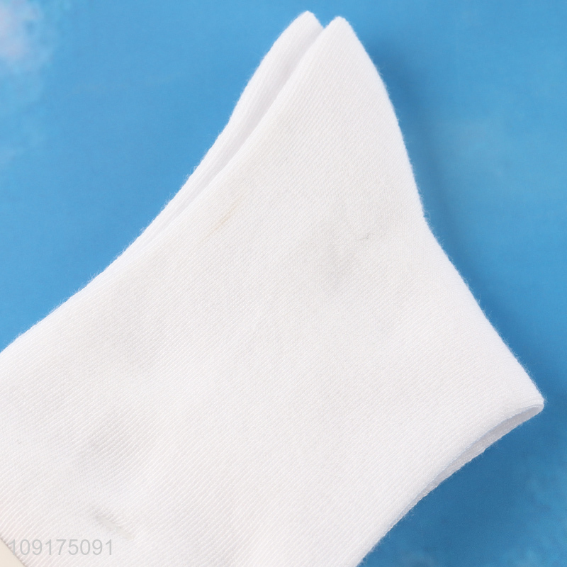Best price white cotton breathable casual crew socks for women