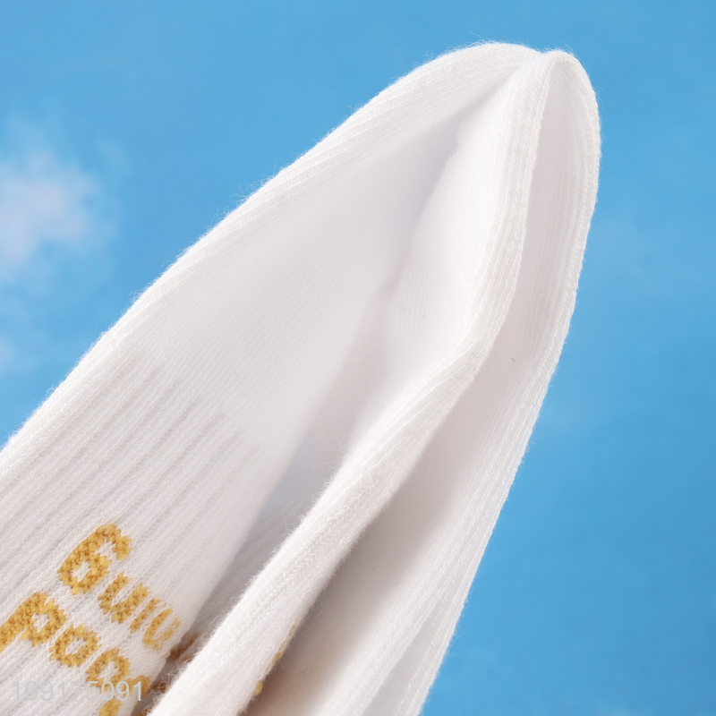 Best price white cotton breathable casual crew socks for women