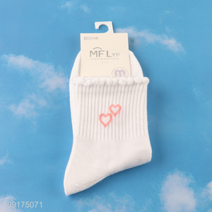Best sale breathable cotton women casual crew socks wholesale