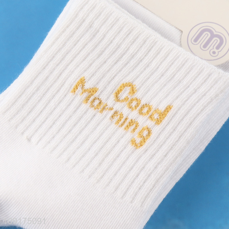 Best price white cotton breathable casual crew socks for women