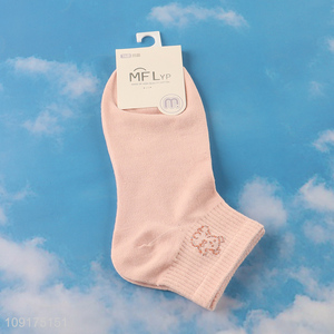 Good selling pink breathable cotton ankle socks low cut socks