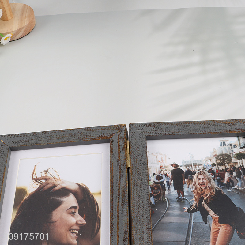 High Quality Hinged Double Picture Frames Custom Solid Wood Photo Frames
