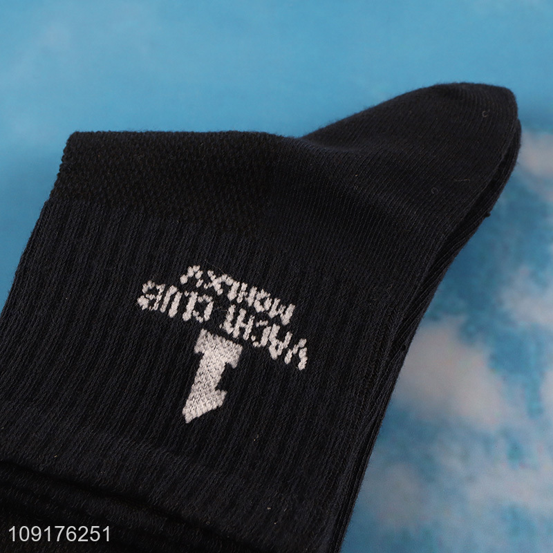 Top quality black fashion men cotton socks crew socks