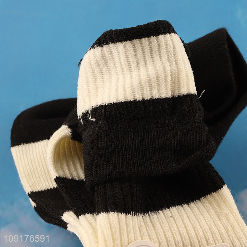 Top selling women crew socks cotton socks striped socks wholesale
