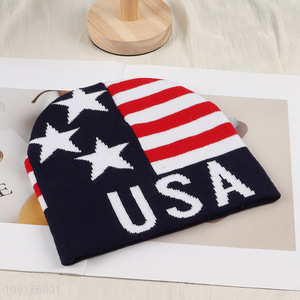 Good Quality American <em>Flag</em> Knit Beanie Hat Winter Hat for Men Women