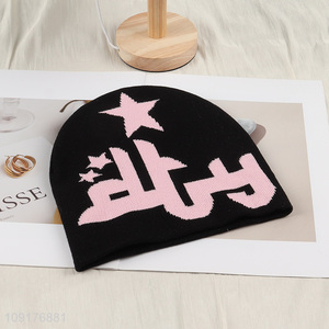 New Arrival Winter Jacquard Beanie Cap Knit Beanies for Men Women