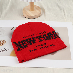 Factory Supply Knitted Beanie Hat New York Winter Hat for Women Men
