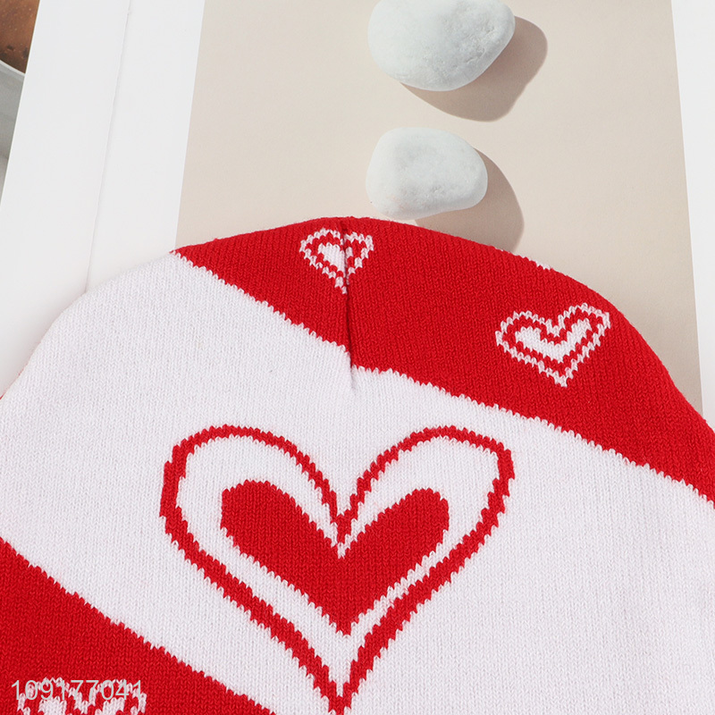 High Quality Unisex Beanie Hat Heart Knitted Beanie Cap Winter Hat