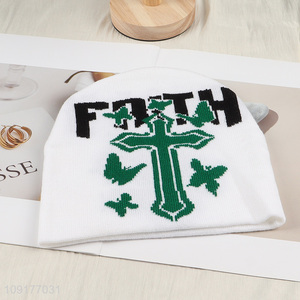 New Product Unisex Winter Beanie Hat Cross Jacquard Hat Beanie Cap