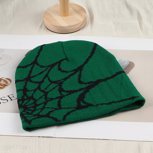 Factory Price Winter Beanie Hat Spider Pattern Knit Hat for Men Women