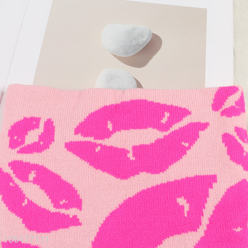 Hot Selling Lip Pattern Beanie Hat Winter Warm Knitted Beanie Cap