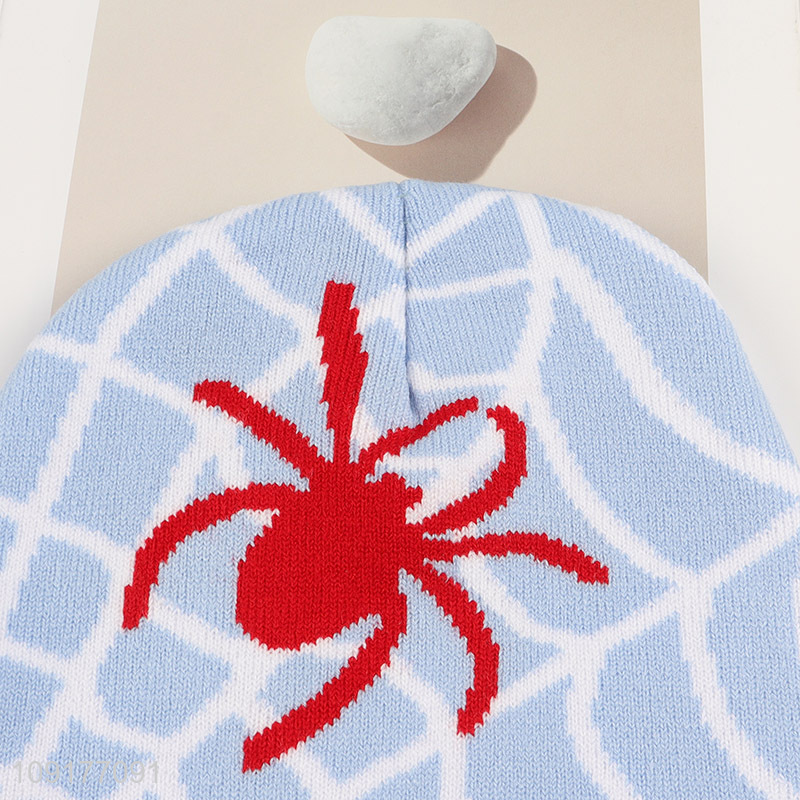 China Imports Spider Pattern Knitted Hat Unisex Winter Beanie Hat