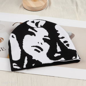 New Product Winter Jacquard Beanie Hat Slouchy Beanie Cap for Women