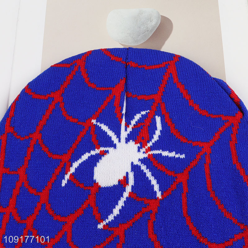 Factory Supply Spider Pattern Beanie Hat Winter Warm Beanie Knit Hat