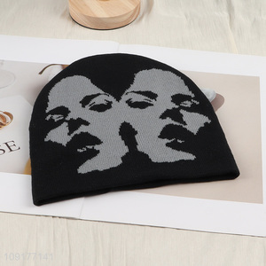 Wholesale Winter Jacquard Knit Beanie Hat Knitted Skull Cap for Women