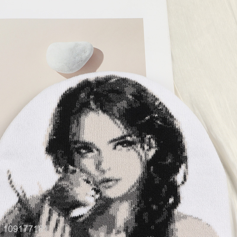 New Arrival Women Winter Beanie Hat Jacquard Knit Slouchy Beanie Cap