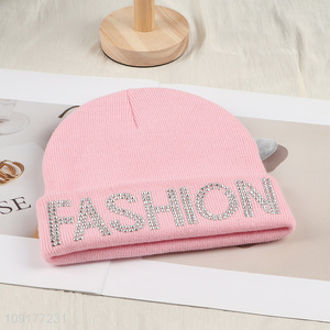 New Product Winter Beanie Hat Rhinestone Beanie Cap for Men Women