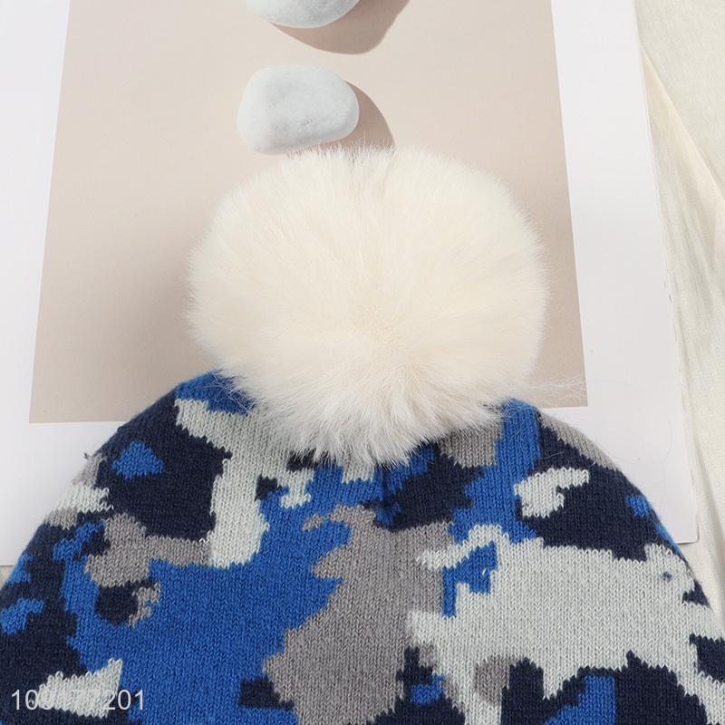 China Imports Camouflage Beanie Hat Skull Cap Winter Hat for Women Men