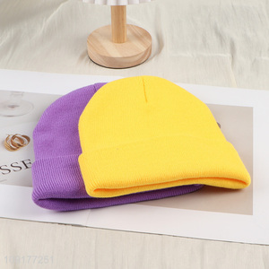 Wholesale Beanie Hat Cuffed Plain Winter Beanie Knit for Women Men