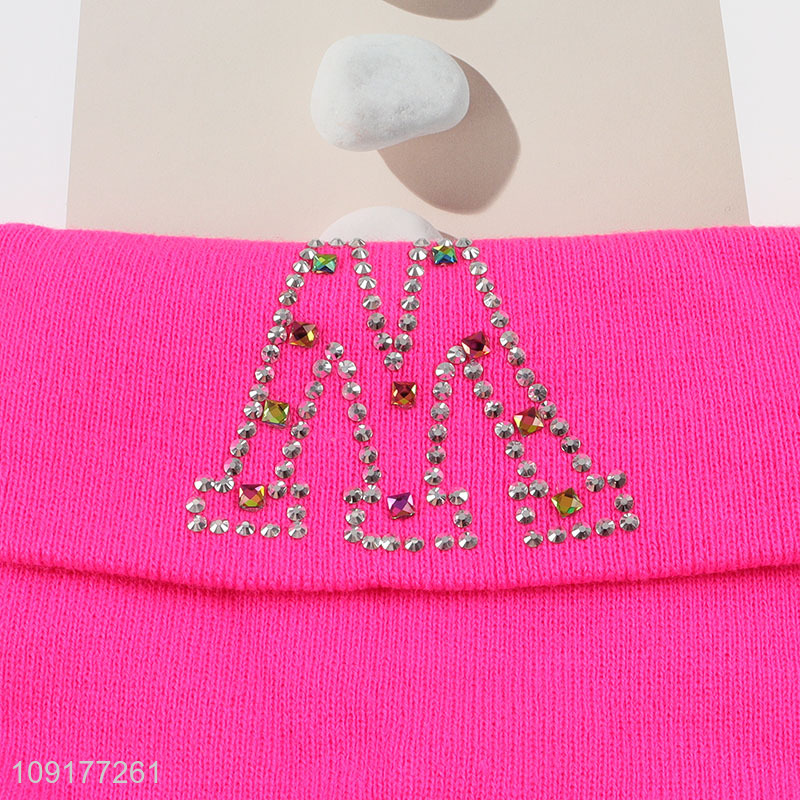 Good Quality Rhinestone Beanie Hat Winter Warm Knitted Beanie Cap