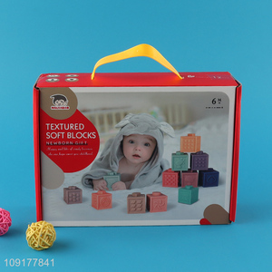 Top sale 12pcs soft blocks baby squeeze stacking bath toys