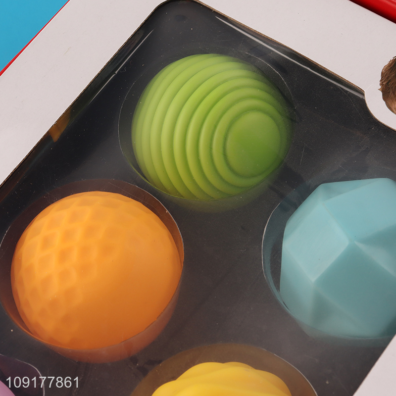 Popular products 6pcs textured ball baby bath toys squeeze touch ball set