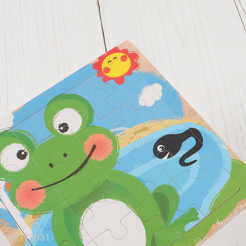 High Quality Cartoon Frog Wooden Jigsaw Puzzle Toy Kids Montessori Toys