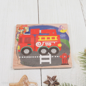 Good Quality Cartoon Fire Fighting Truck Wooden Jigsaw Puzzle for Kids