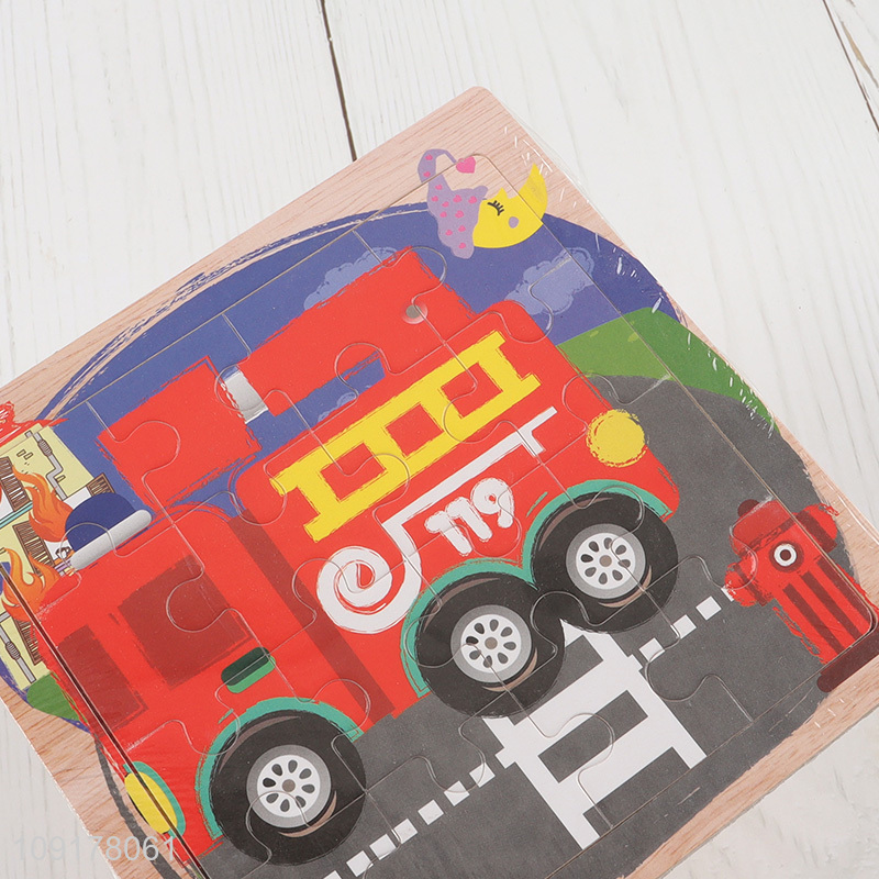 Good Quality Cartoon Fire Fighting Truck Wooden Jigsaw Puzzle for Kids
