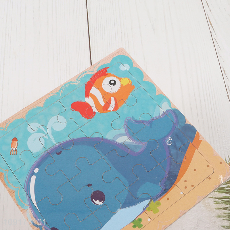 Factory Price Cartoon Whale Wooden Jigsaw Puzzle for Kids Boys Girls