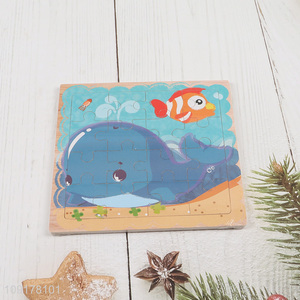 Factory Price Cartoon Whale Wooden Jigsaw Puzzle for Kids Boys Girls