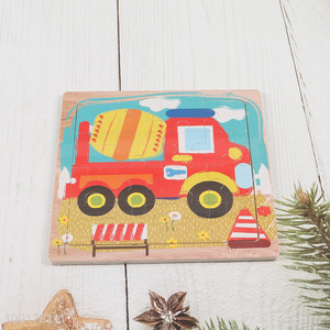China Supplier Cartoon Cementing Truck Wooden Jigsaw Puzzle for Kids