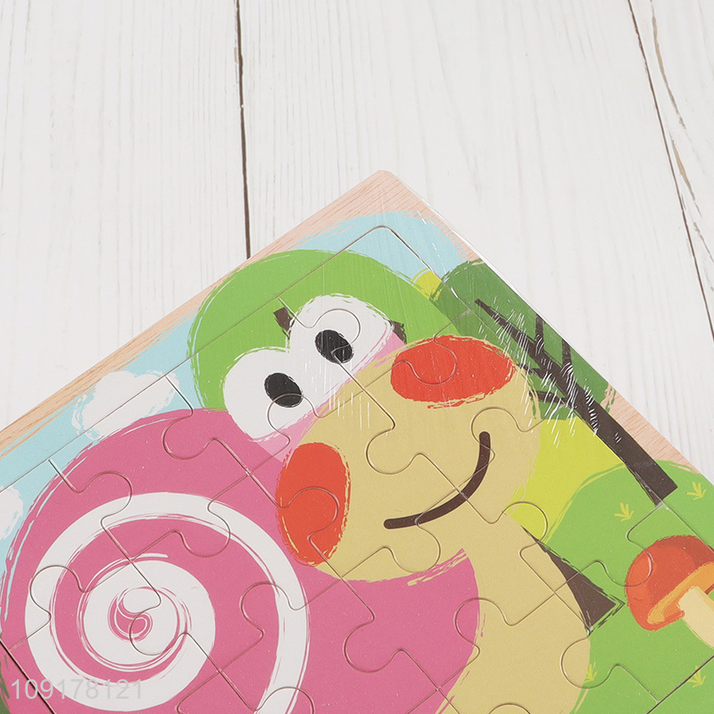 Factory Supply Cartoon Snail Wooden Jigsaw Puzzle Kids Educational Toy