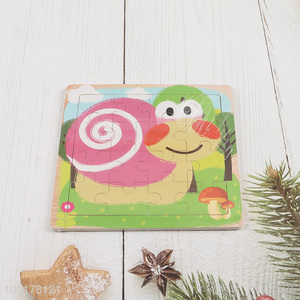 Factory Supply Cartoon Snail Wooden Jigsaw Puzzle Kids Educational Toy